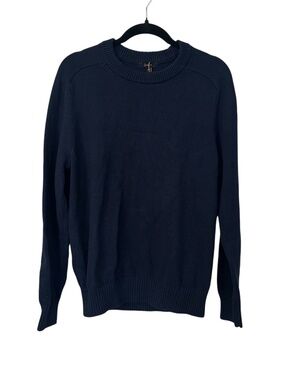 Quince Men's 100% Organic Cotton Ribbed Crewneck Knit Sweater in Navy Sz M NWT